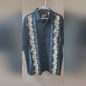 Caribbean Navy Blue Floral Button Down Shirt